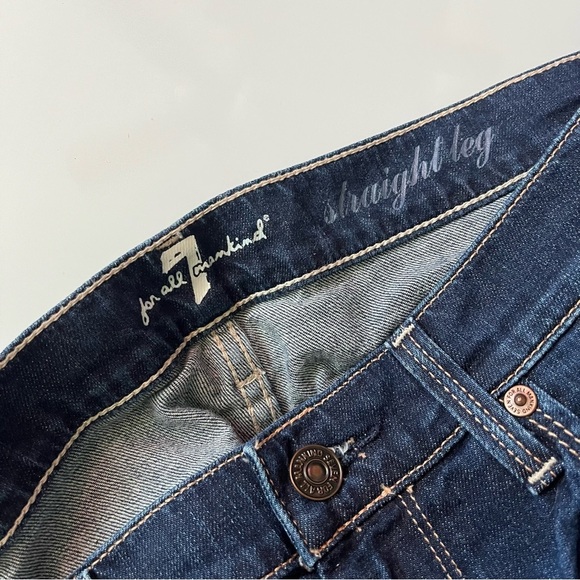 7 For All Mankind • Dark Blue Straight Leg Denim Jeans - Picture 5 of 8